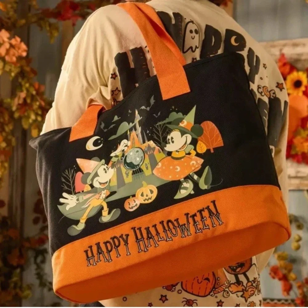 🆕 2025 Disney XL Canvas Halloween Tote Bag Trick or Treat Duffle